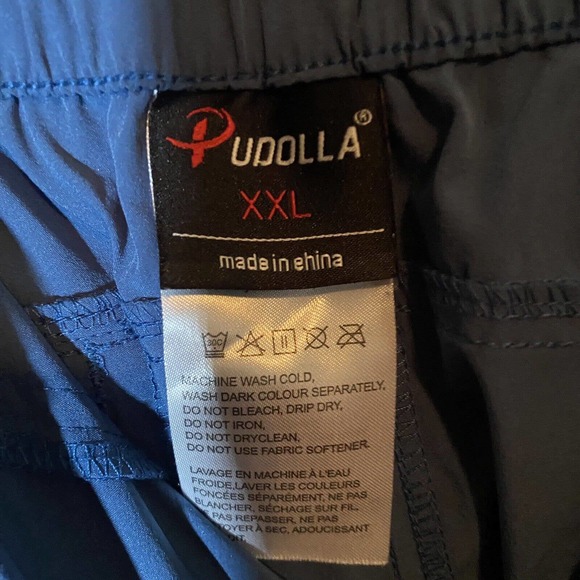 Pudolla Mens Size XXL Blue Athletic Shorts with Zip Pockets Polyester/Spandex - Picture 4 of 4